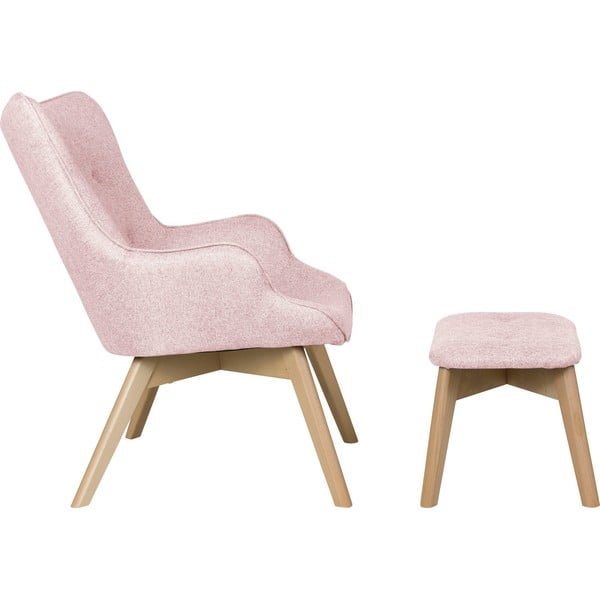 Svetlo rožnat fotelj z naslonjalom za noge Niko – Ropez-image-3