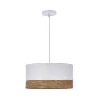 Bela viseča svetilka s senčnikom iz tekstila in furnirja ø 30 cm Bianco – Candellux Lighting