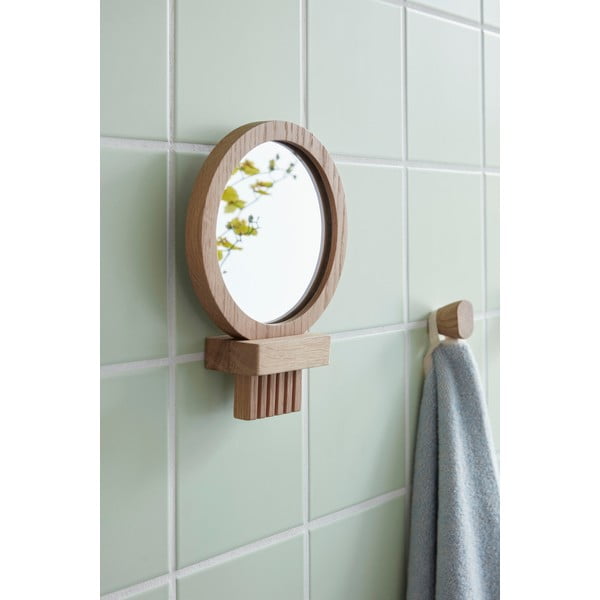 Stensko/kozmetično ogledalo z lesenim okvirjem ø 14 cm – Hübsch-image-1