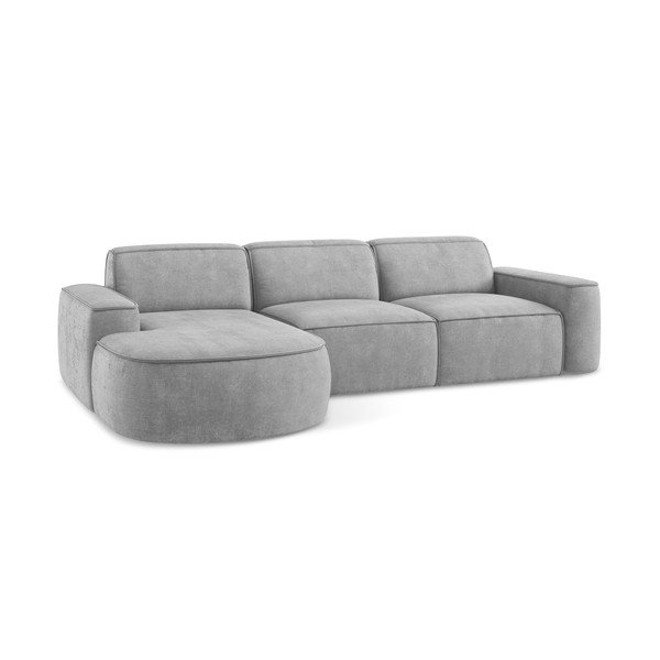 Svetlo siva kotna sedežna garnitura iz šenilje (levi kot/z ležalnikom) Omao – Makamii-image-4