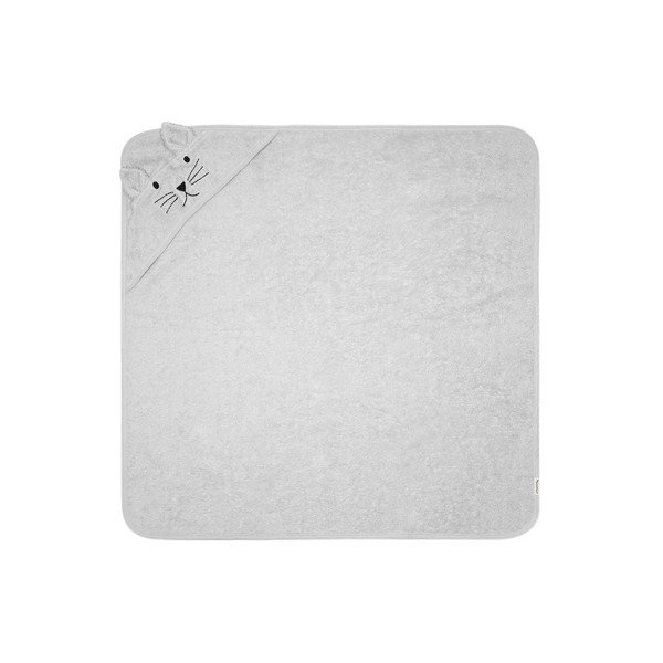 Siva bombažna otroška brisača s kapuco Kindsgut Cat-image-3