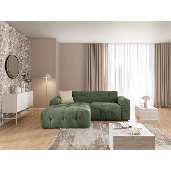 Zelena kotna sedežna garnitura (levi kot/z ležalnikom) Melva – Ropez-image-2