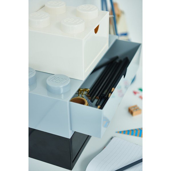 Siva škatla za pisalno mizo s predalom za kocke LEGO®, 31,6 x 11,3 cm-image-2