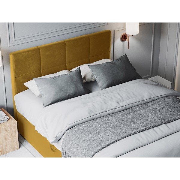 Gorčično rumena žametna postelja Mazzini Beds Mimicry, 180 x 200 cm-image-1