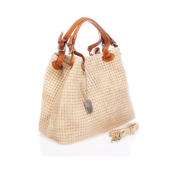 Krem usnjena torbica Federica Bass Hydri-image-2