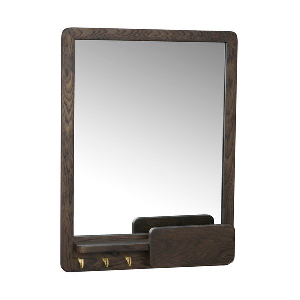 Stensko ogledalo s polico z lesenim okvirjem 45x60 cm Inverness - Rowico-image-2