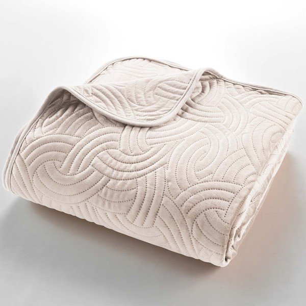 Kremno bel žameten komplet pregrinjala in prevleke za vzglavnik 220x240 cm Solange – douceur d'intérieur-image-2