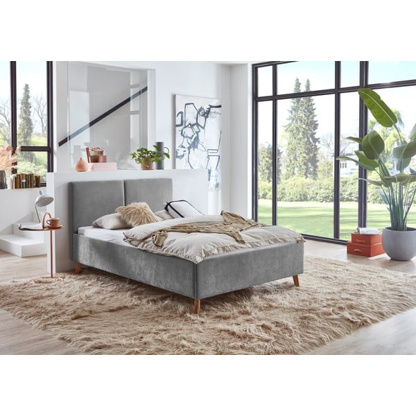 Siva oblazinjena zakonska postelja z letvenim dnom 140x200 cm Piano – Meise Möbel-image-1
