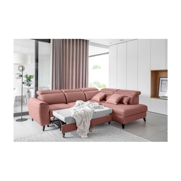 Rožnata žametna raztegljiva/s prostorom za shranjevanje kotna sedežna garnitura (desni kot/v obliki črke L) Noble – ELTAP-image-4