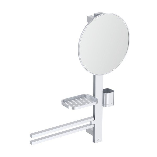 Stensko ogledalo s polico/z obešalnikom ø 33 cm ALU+ – Ideal Standard-image-2