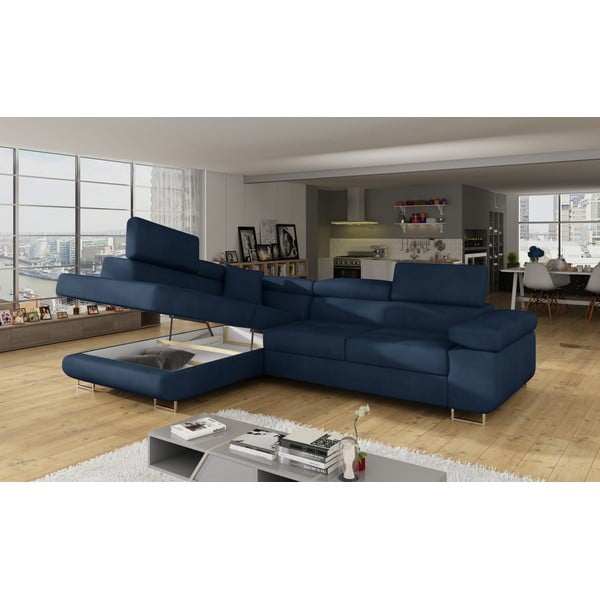 Modra žametna raztegljiva/s prostorom za shranjevanje kotna sedežna garnitura (levi kot/v obliki črke L) Anton – ELTAP-image-4