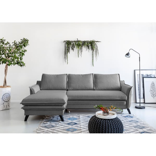 Siva raztegljiva sedežna garnitura Miuform Charming Charlie, levi kot-image-1