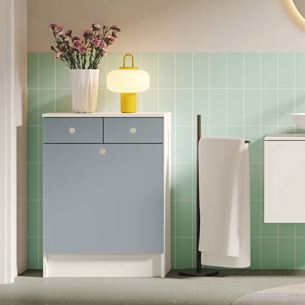 Bela/siva kopalniška omarica 60x82 cm Combi – TemaHome-image-1
