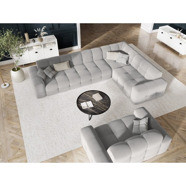 Svetlo siva žametna kotna zofa (desni kot) Kendal - Micadoni Home-image-1