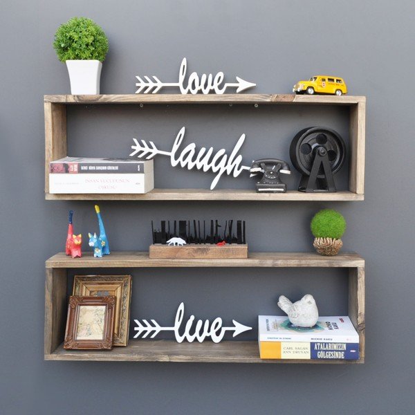 Komplet 2 lesenih polic Pravokotnik-image-1