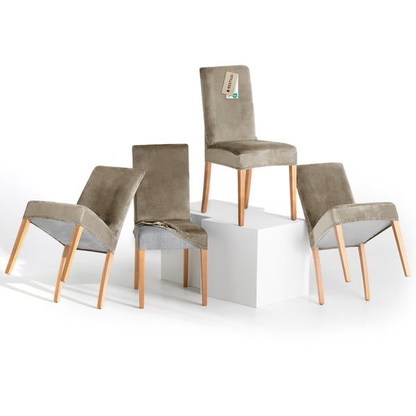 Sivo-bež raztegljive prevleke v kompletu 4 ks za stol 48 cm Sento – Restilo