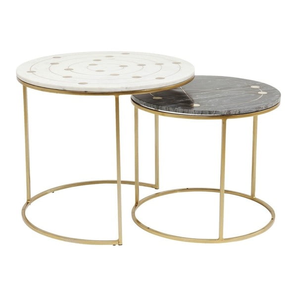 Komplet 2 mizic za shranjevanje z marmornatim vrhom Kare Design Mystic
