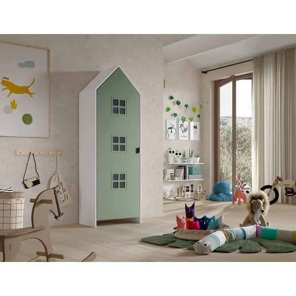 Bela/zelena otroška garderobna omara 58x172x37 cm Casami Bruges – Vipack-image-1
