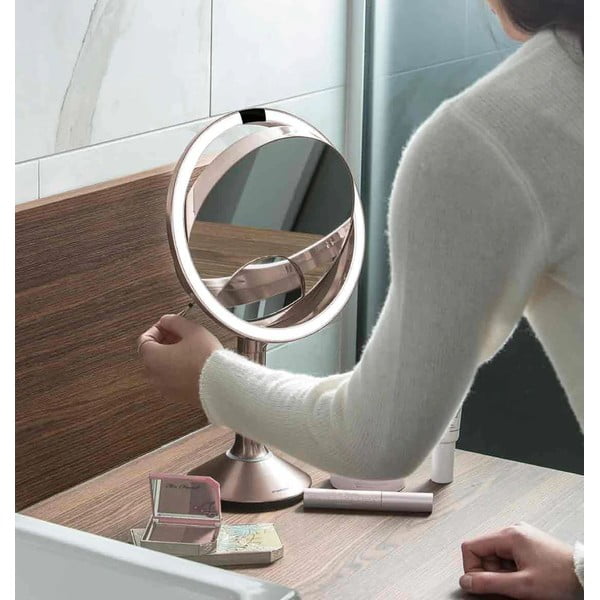 Kozmetično ogledalo z lučjo/povečevalno (5x) ø 20 cm Sensor Trio – simplehuman-image-3
