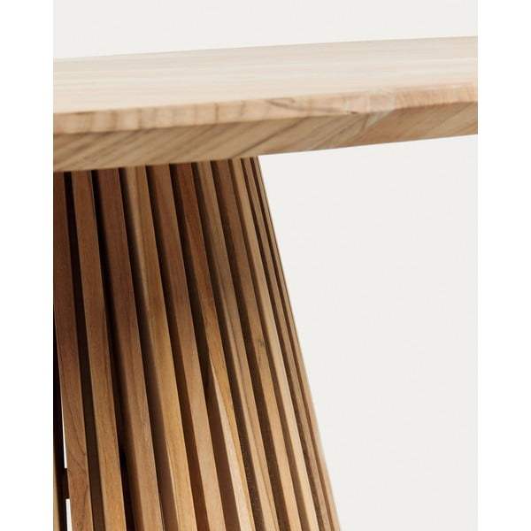 Okrogla jedilna miza iz masivnega tika v naravni barvi ø 90 cm Jeanette – Kave Home-image-2