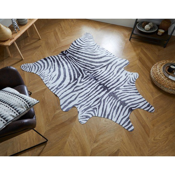 Belo-črno umetno krzno 195x155 cm - Flair Rugs-image-1