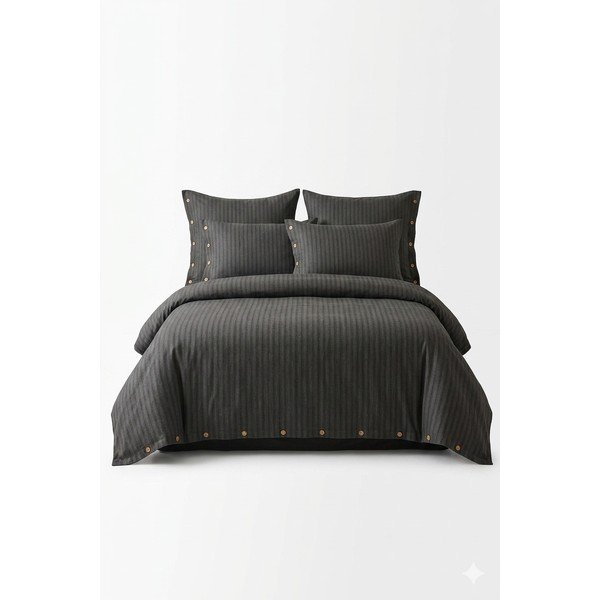 Temno siva podaljšana posteljnina za zakonsko posteljo iz renforce bombaža 240x220 cm Como Striped – Mila Home Luxury