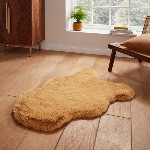 Gorčično rumeno sintetično krzno 60x90 cm Super Teddy – Think Rugs-image-1