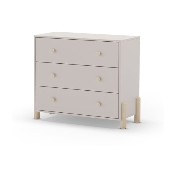 Kremno bela nizka otroška komoda iz masivnega bora 90x80 cm Enola – Marckeric-image-2