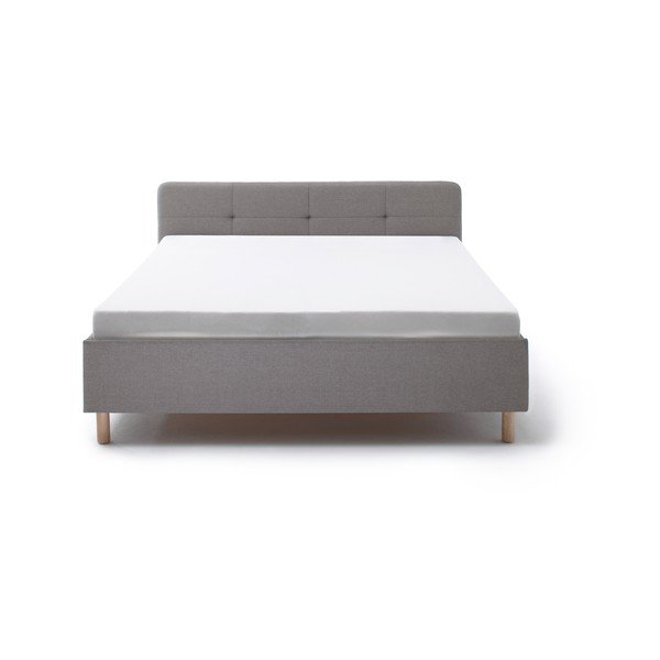 Svetlo siva oblazinjena zakonska postelja brez letvenega dna 180x200 cm Amelie – Meise Möbel-image-2