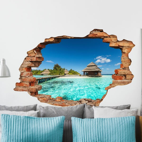 Nalepka Ambiance Beach Villas na tropskem otoku, 60 x 90 cm