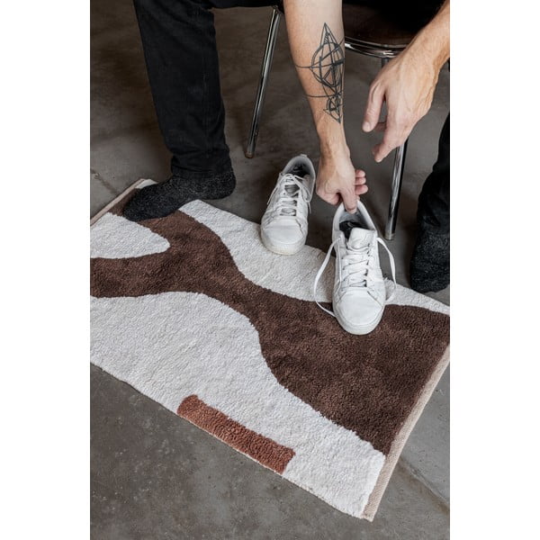 Belo-rjava pralna bombažna preproga 50x80 cm Figura – Mette Ditmer Denmark-image-1