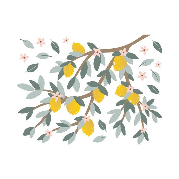 Nalepke 64x48 cm Lemons On A Branch – Lilipinso