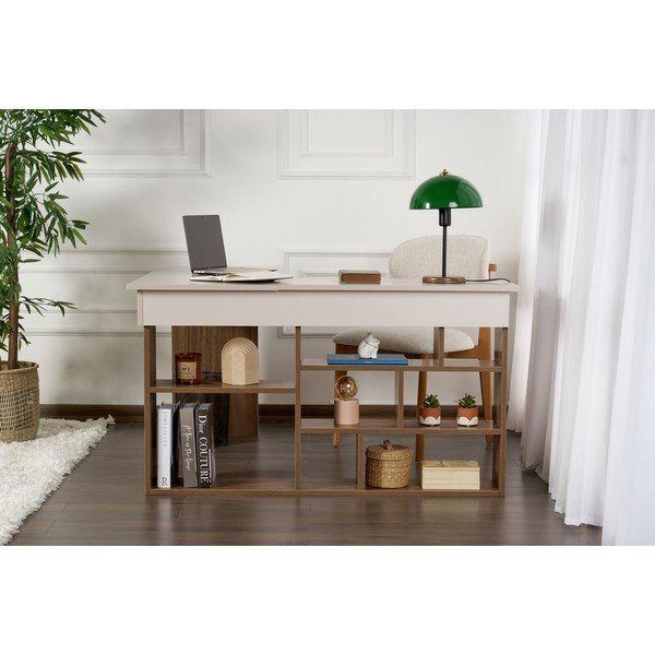 Pisalna miza v orehovem dekorju 120x130 cm Vesper – Kalune Design-image-1