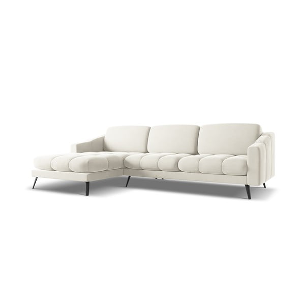 Kremno bela žametna kotna sedežna garnitura (levi kot) Nalu – Makamii-image-2