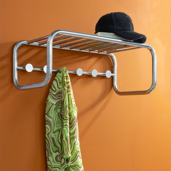 Kovinski stenski obešalnik v srebrni barvi s polico 72 cm Retro – Spinder Design-image-4