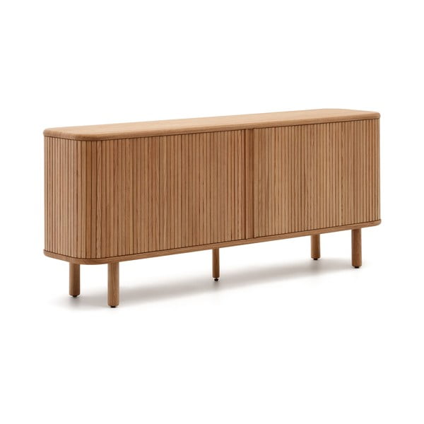 Komoda v jesenovem dekorju z drsnimi vrati v naravni barvi 180x75,5x40 cm Mailen – Kave Home-image-4