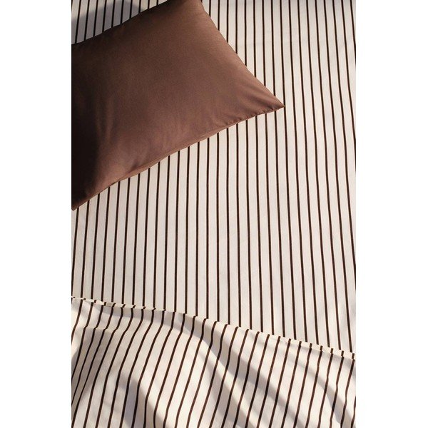 Kremno bela/temno rjava napenjalna rjuha iz organskega bombaža 90x200 cm Sima – Jotex-image-2
