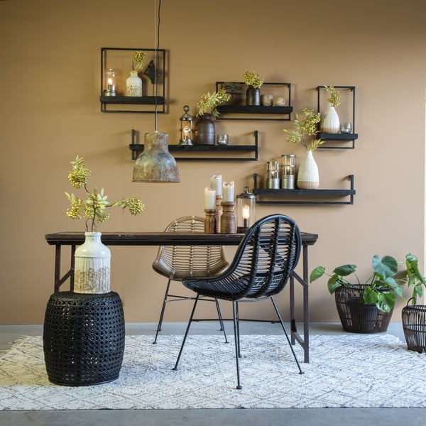 Mat črna polica iz lesa jelke Maddison - Light & Living-image-1