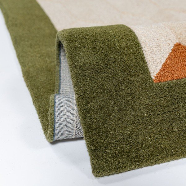 Zelen/v naravni barvi ročno tkan volnen tekač 60x230 cm Apex Border Wool – Flair Rugs-image-3