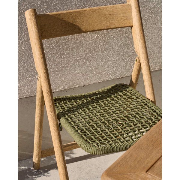 Leseni vrtni stol v zeleni in naravni barvi Dandara - Kave Home-image-2