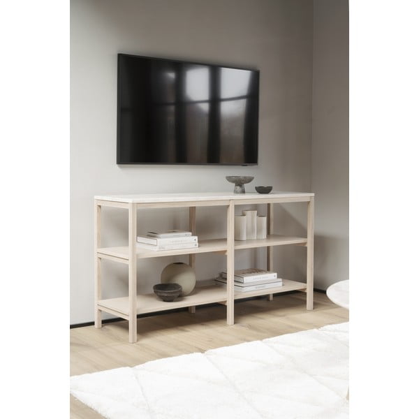 Bela konzolna mizica s ploščo iz kamnine  140x40 cm Orwel - Rowico-image-1