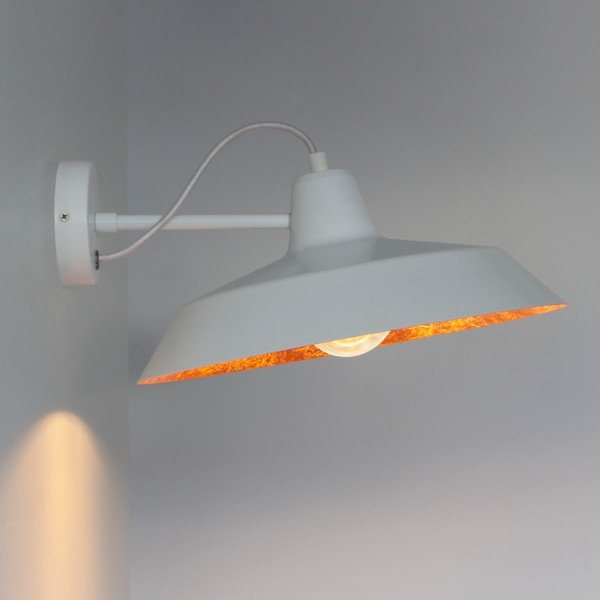 Bela stenska svetilka z detajli v bakreni barvi Sotto Luce Cinco Basic, ⌀ 40 cm-image-1
