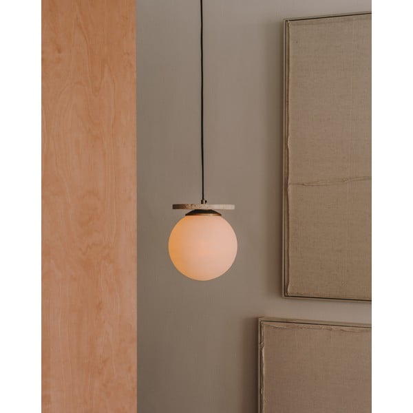 Bela viseča svetilka s steklenim senčnikom ø 20 cm Malachi – Kave Home-image-1