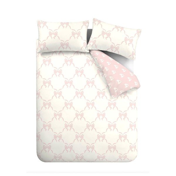 Rožnata enojna posteljnina 135x200 cm Pretty Bows – Catherine Lansfield