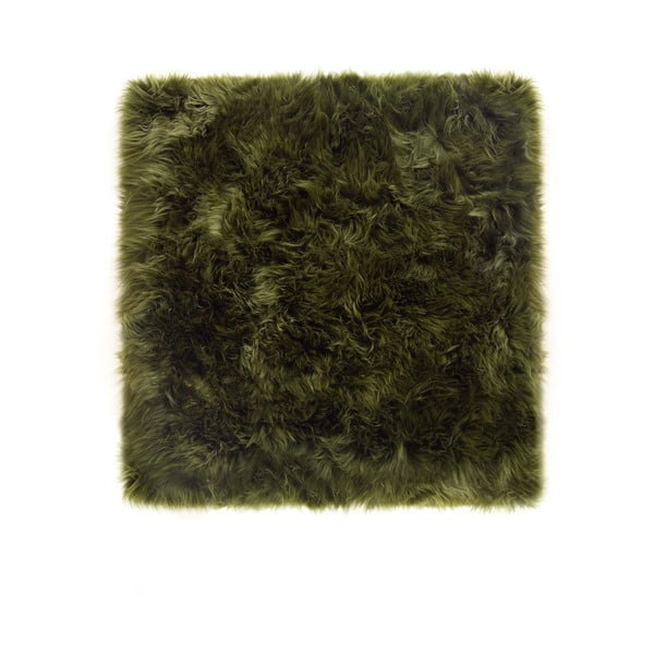 Temno zelena preproga iz ovčje kože Royal Dream Zealand Square, 70 x 70 cm