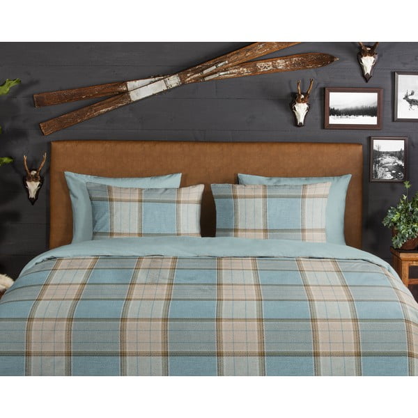 Modra flanelna posteljnina za zakonsko posteljo/podaljšana 200x220 cm Jacco – Good Morning-image-3