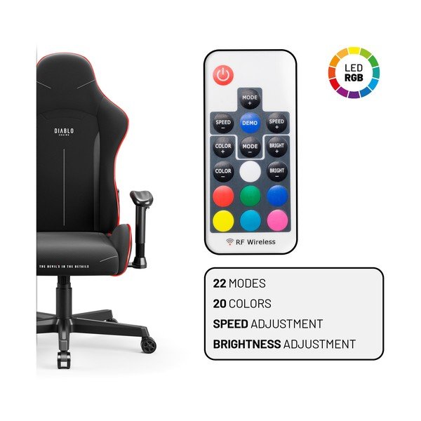 Črn gaming stol X-Starter LED – Diablo Chairs-image-2