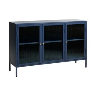 Modra kovinska vitrina Unique Furniture Bronco, višina 85 cm
