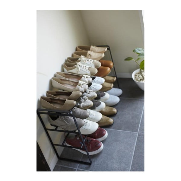 Črn nastavljivo stojalo za čevlje s 3 nivoji YAMAZAKI Maebashi-image-4