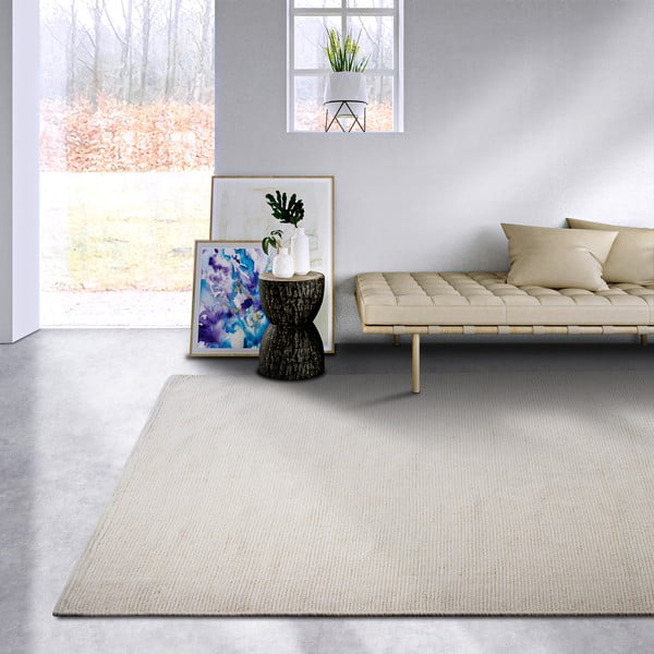 Kremno bela ročno tkana preproga iz mešanice volne 190x280 cm Pradesh Natural White – Elle Decoration-image-1